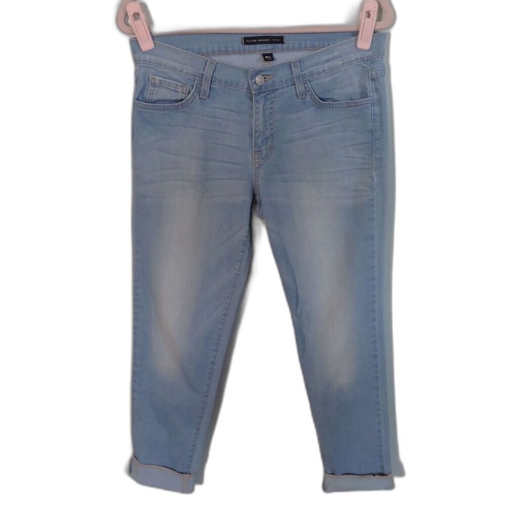 Flying Monkey Platinum Skinny Jeans‎ Light Wash Cuffed Made in USA Size 29